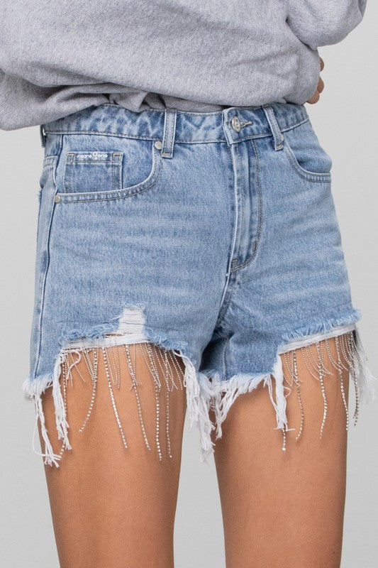 RHINESTONE PREMIUM DENIM SHORTS