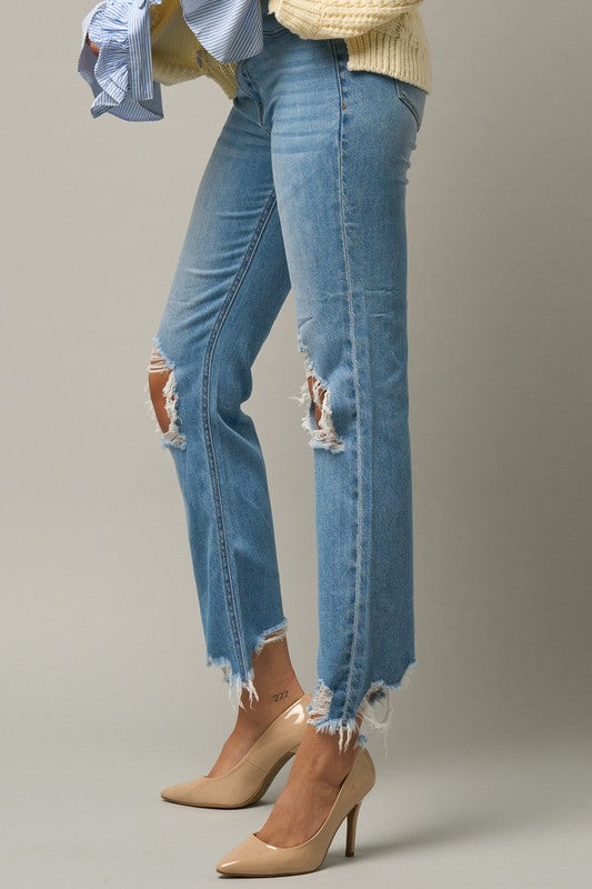 HIGH RISE STRAIGHT CROP JEANS