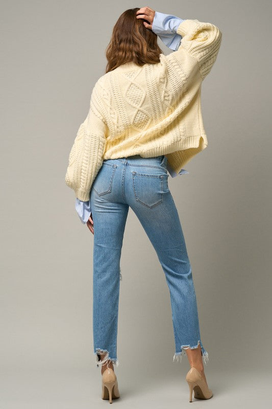 HIGH RISE STRAIGHT CROP JEANS