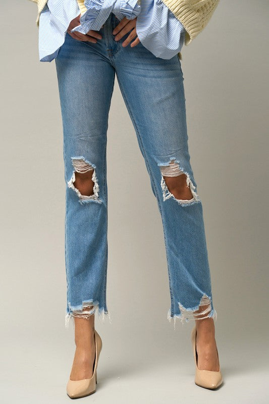 HIGH RISE STRAIGHT CROP JEANS