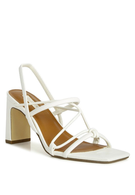 Two Strings Slingback Mid Heel Block Sandals