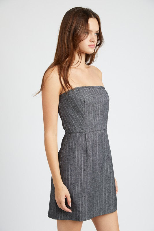 PINSTRIPE TUBE MINI DRESS