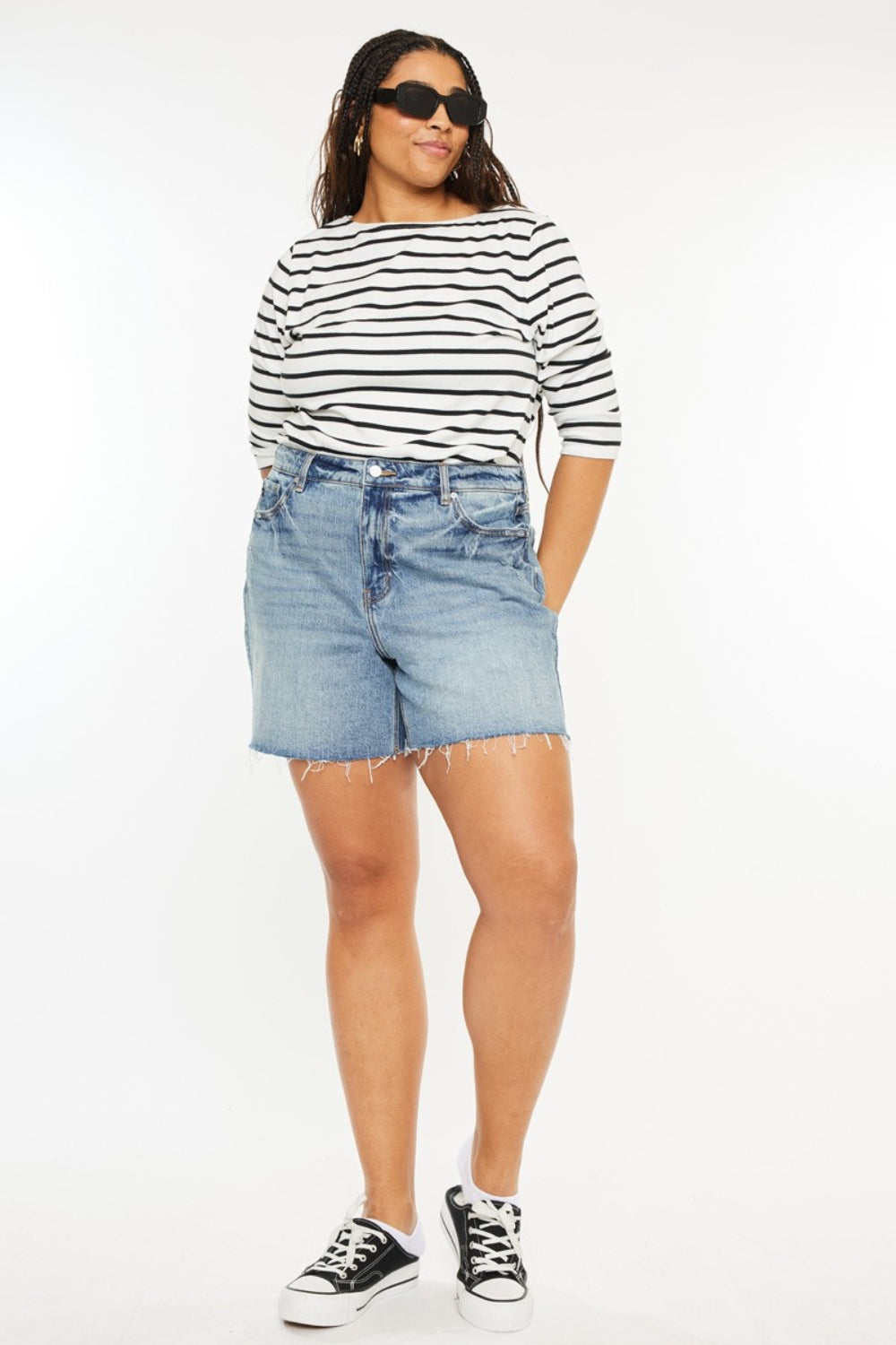 Raw Hem High Waist Denim Shorts