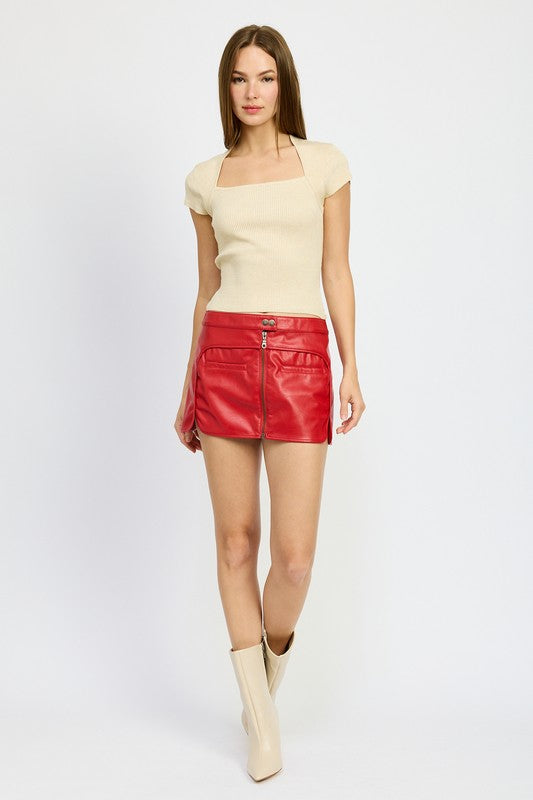 MOTO MINI SKIRT WITH ZIPPER