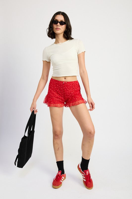 RUFFLE JERSEY SHORTS