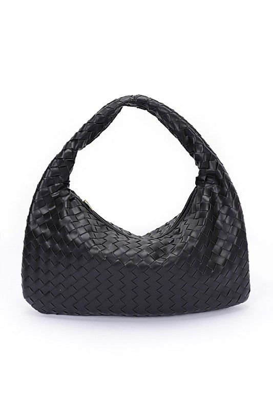 Weaved Faux Leather Soft Top Handle Shoulder Bag