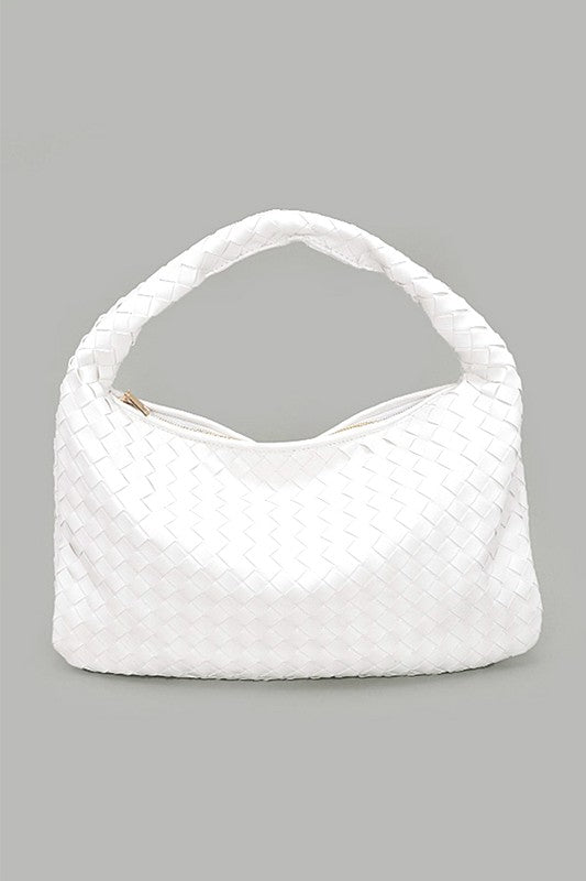 Weaved Faux Leather Soft Top Handle Shoulder Bag