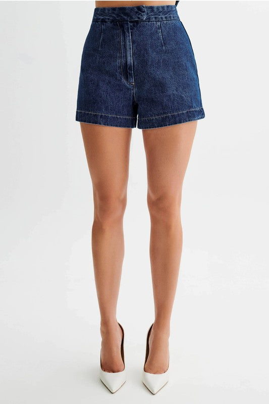 DENIM TWO PIECE SET BARE SHOULDERS