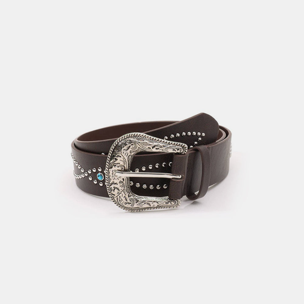 Boho Leather Rhinestone Belt