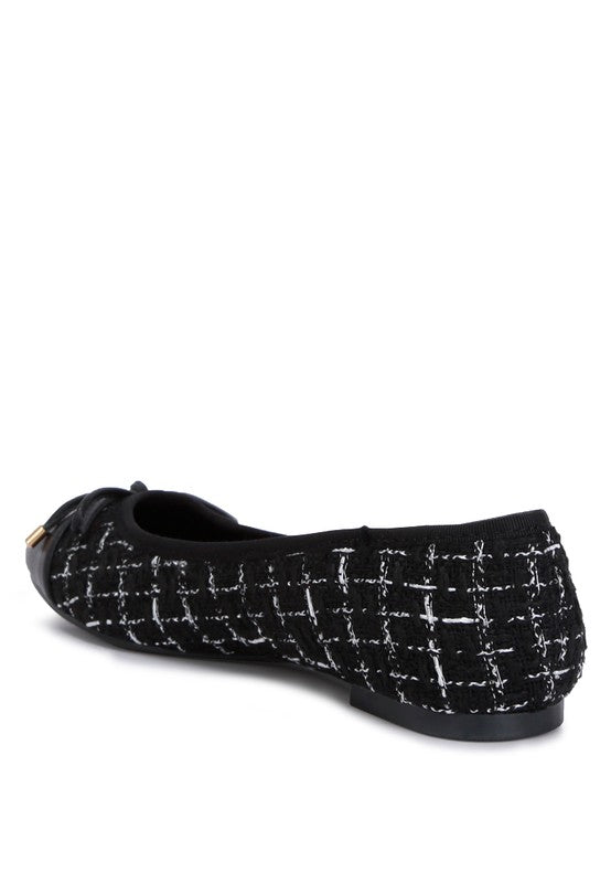 Junpey Plaid Tweed Ballet Flats