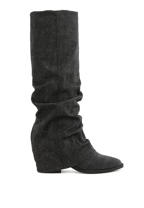 Capella Fold-Over Slouchy Denim Boot