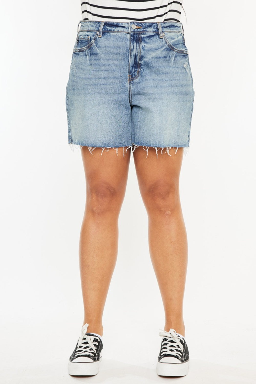 Raw Hem High Waist Denim Shorts