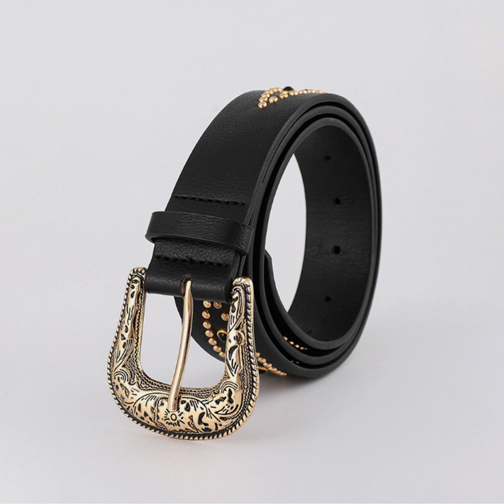 Boho Leather Rhinestone Belt