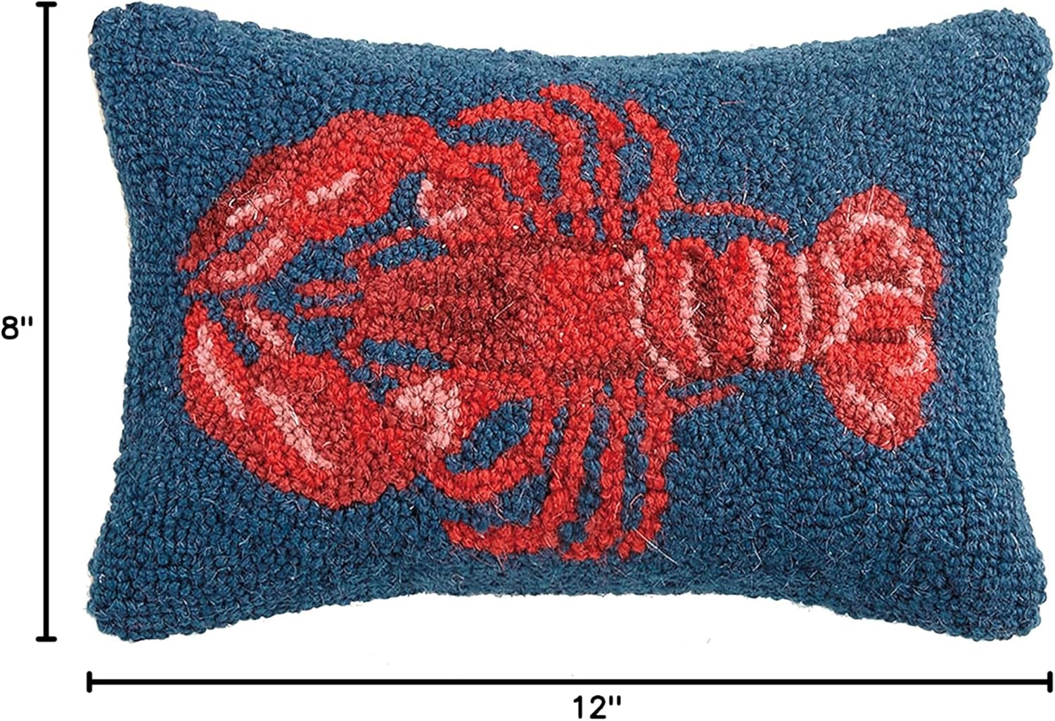 Hand-Hooked Wool Lobster 8X12 Throw Pillow