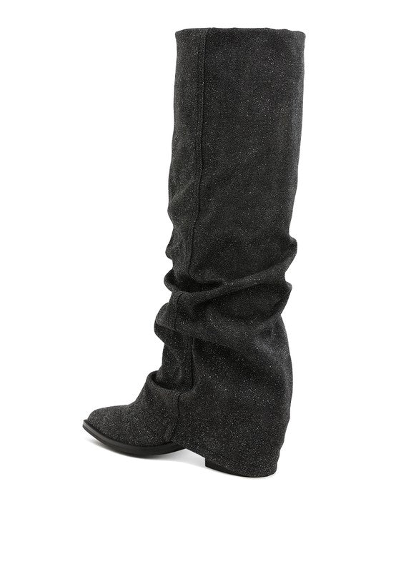 Capella Fold-Over Slouchy Denim Boot