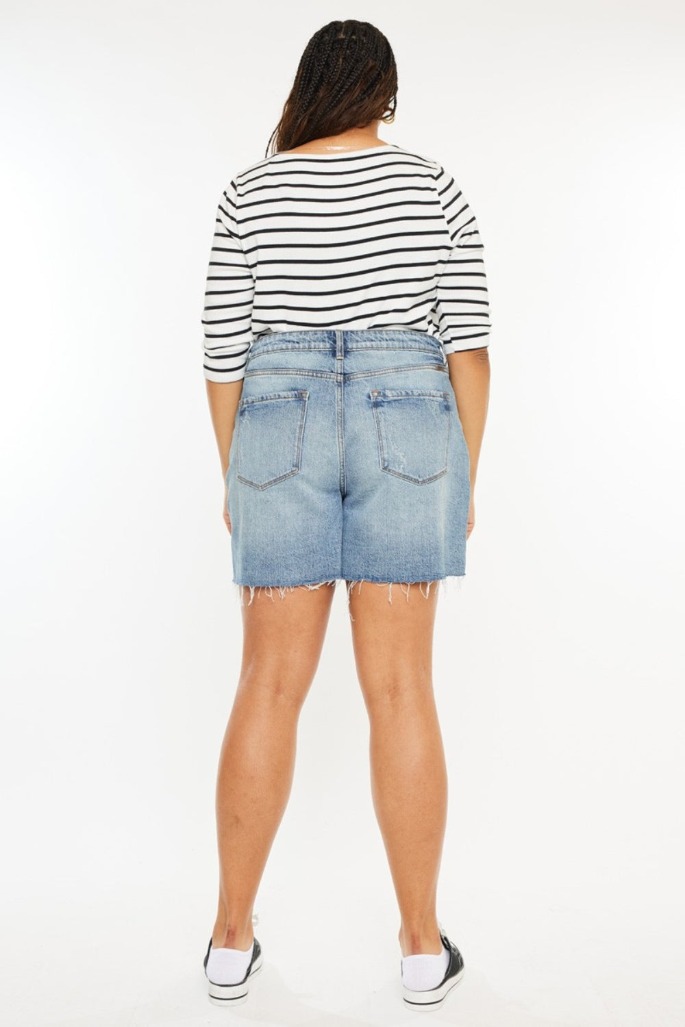 Raw Hem High Waist Denim Shorts