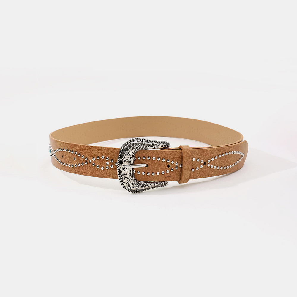 Boho Leather Rhinestone Belt