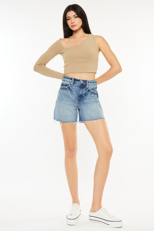 Raw Hem High Waist Denim Shorts