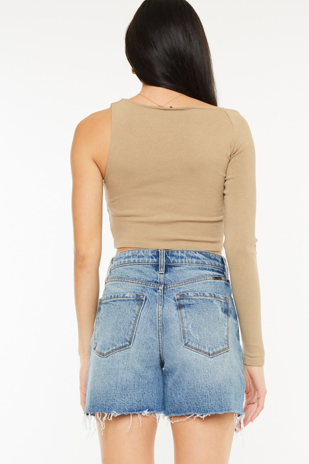 Raw Hem High Waist Denim Shorts