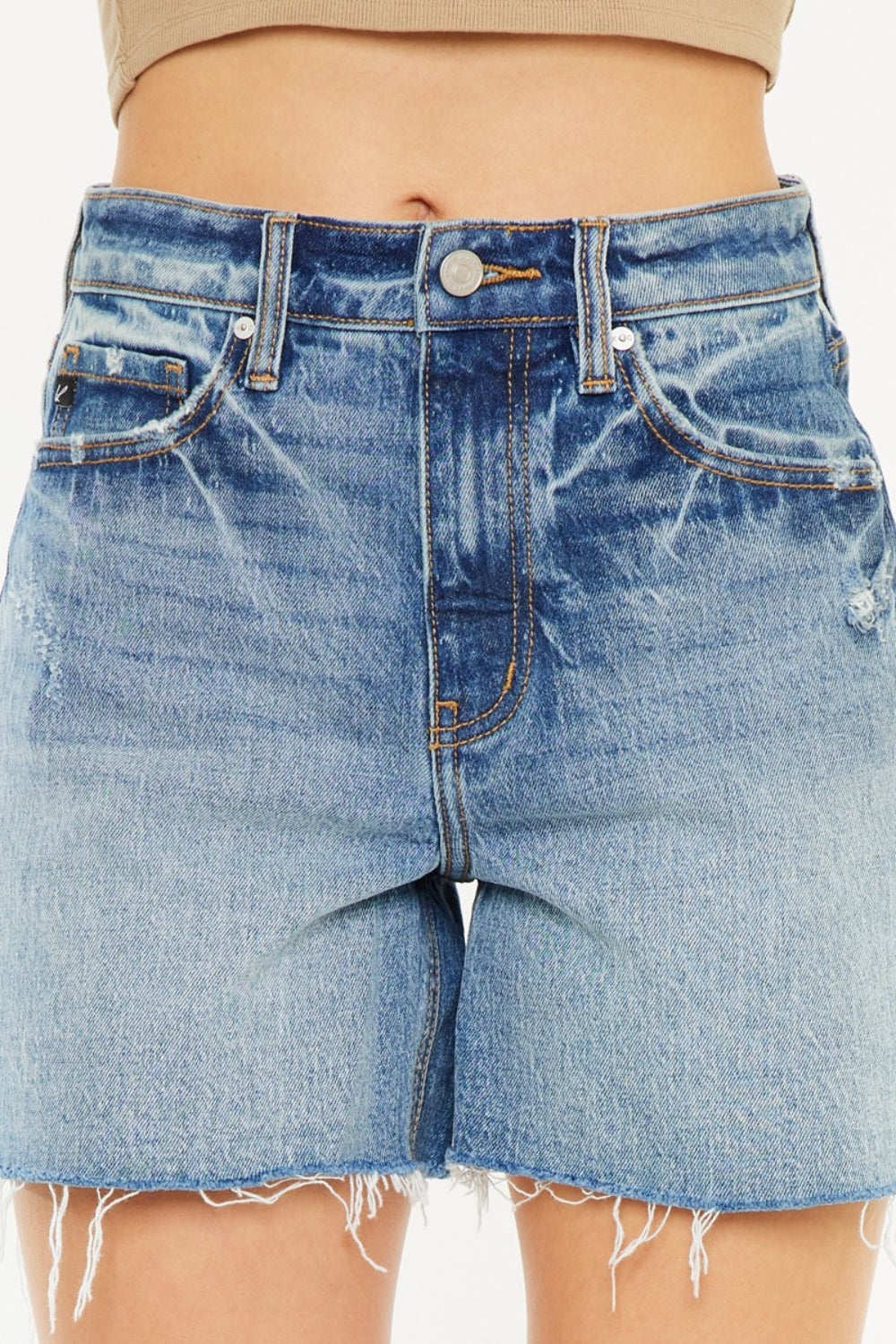 Raw Hem High Waist Denim Shorts