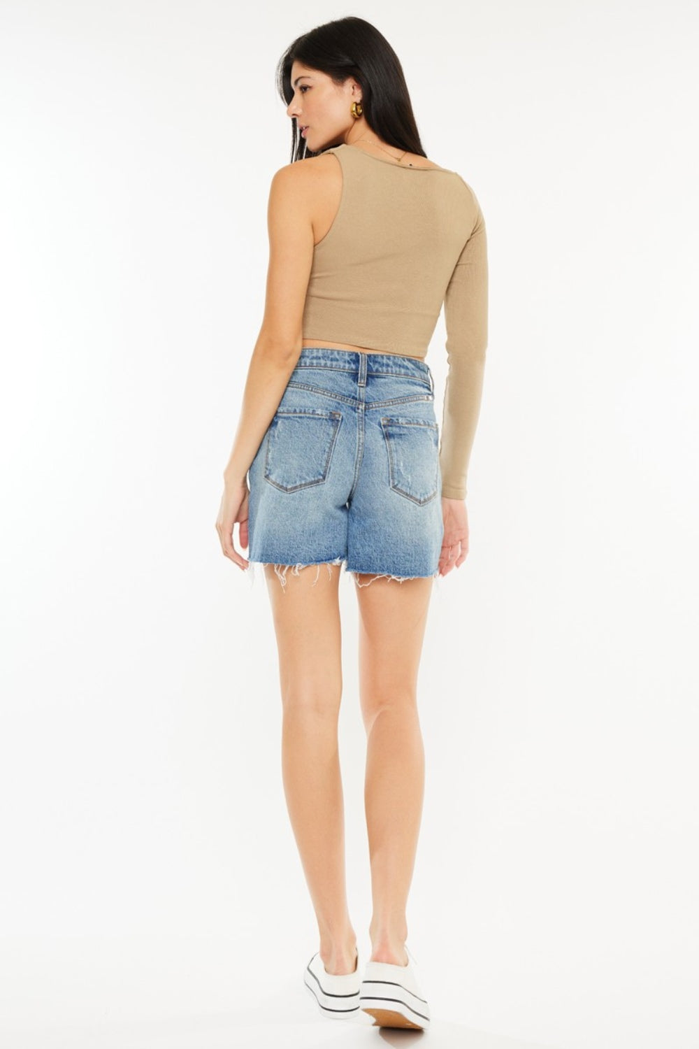 Raw Hem High Waist Denim Shorts