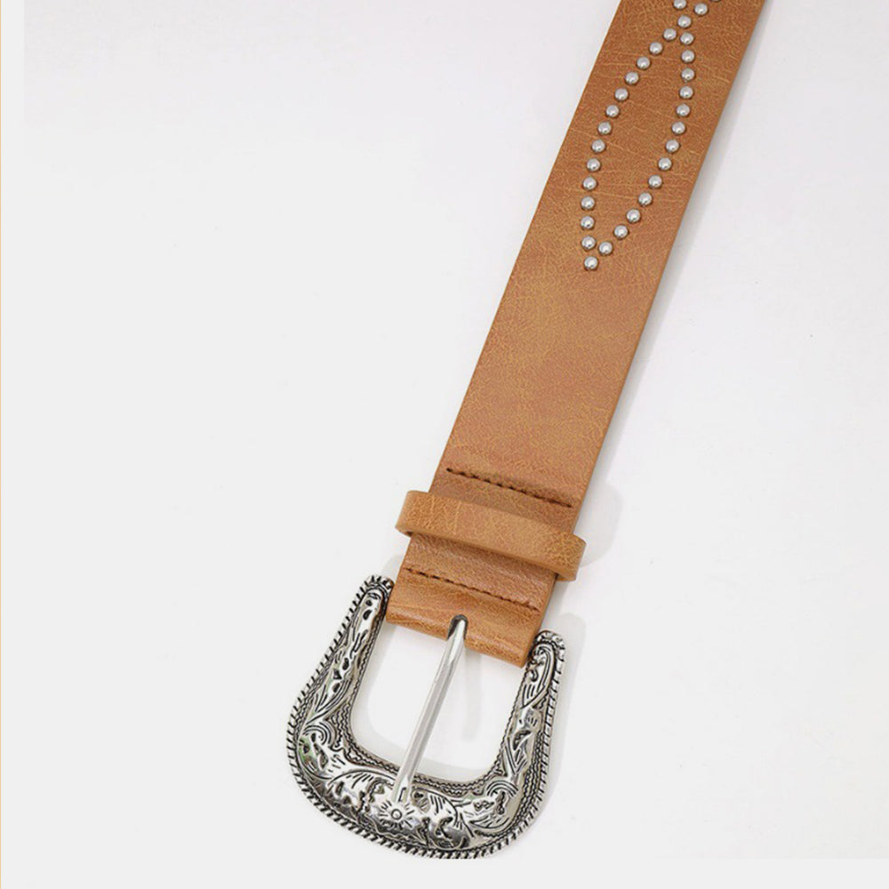 Boho Leather Rhinestone Belt