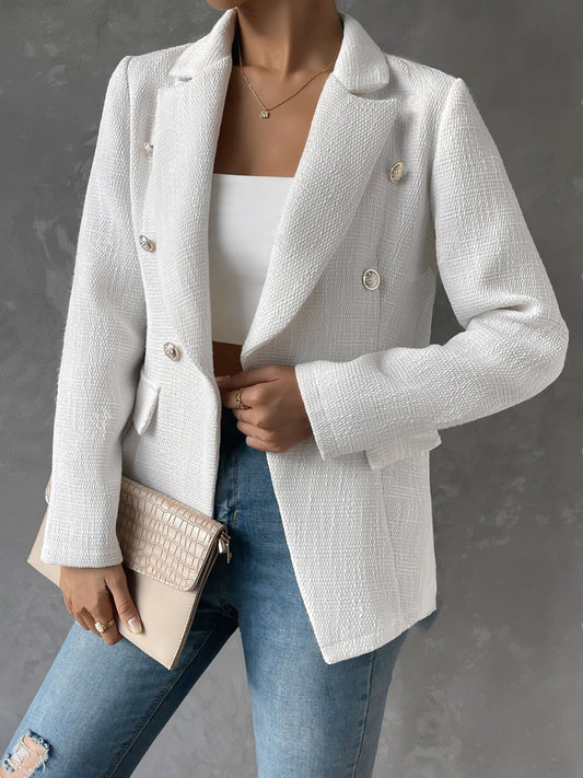 Collar Long Sleeve Blazer with Pockets